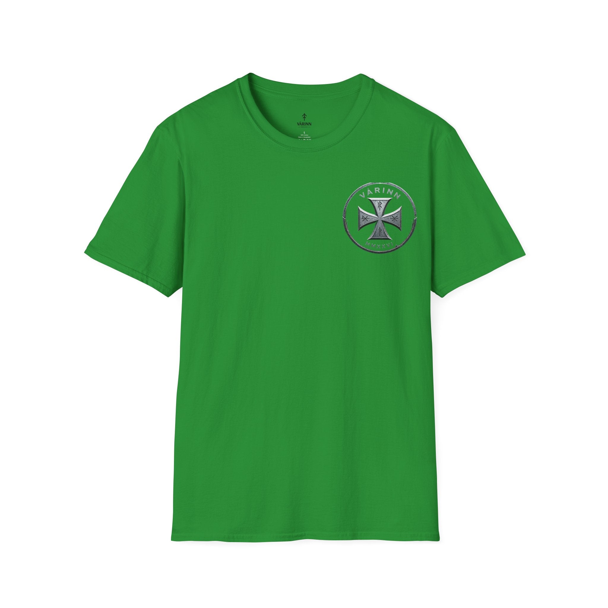 Badge T‑Shirt — Minimalist Maltese Cross Chest Logo