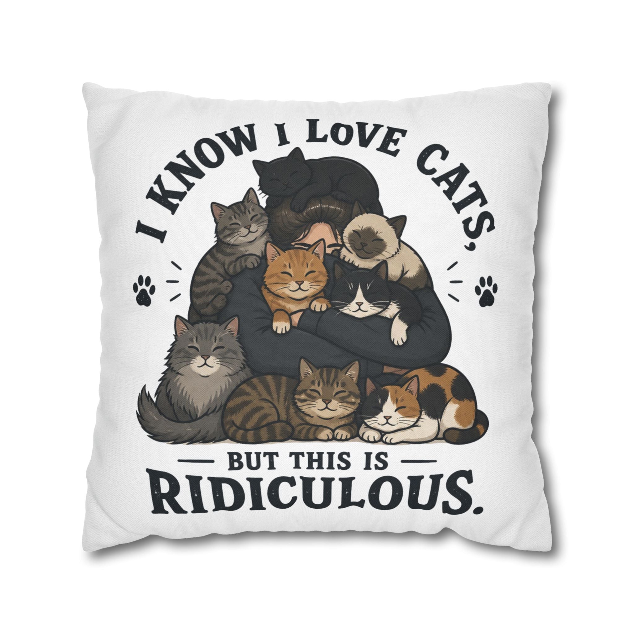 Decorative Pillow — "I Know I Love Cats, But This Is Ridiculous" Cat Lover Throw Pillowcase
