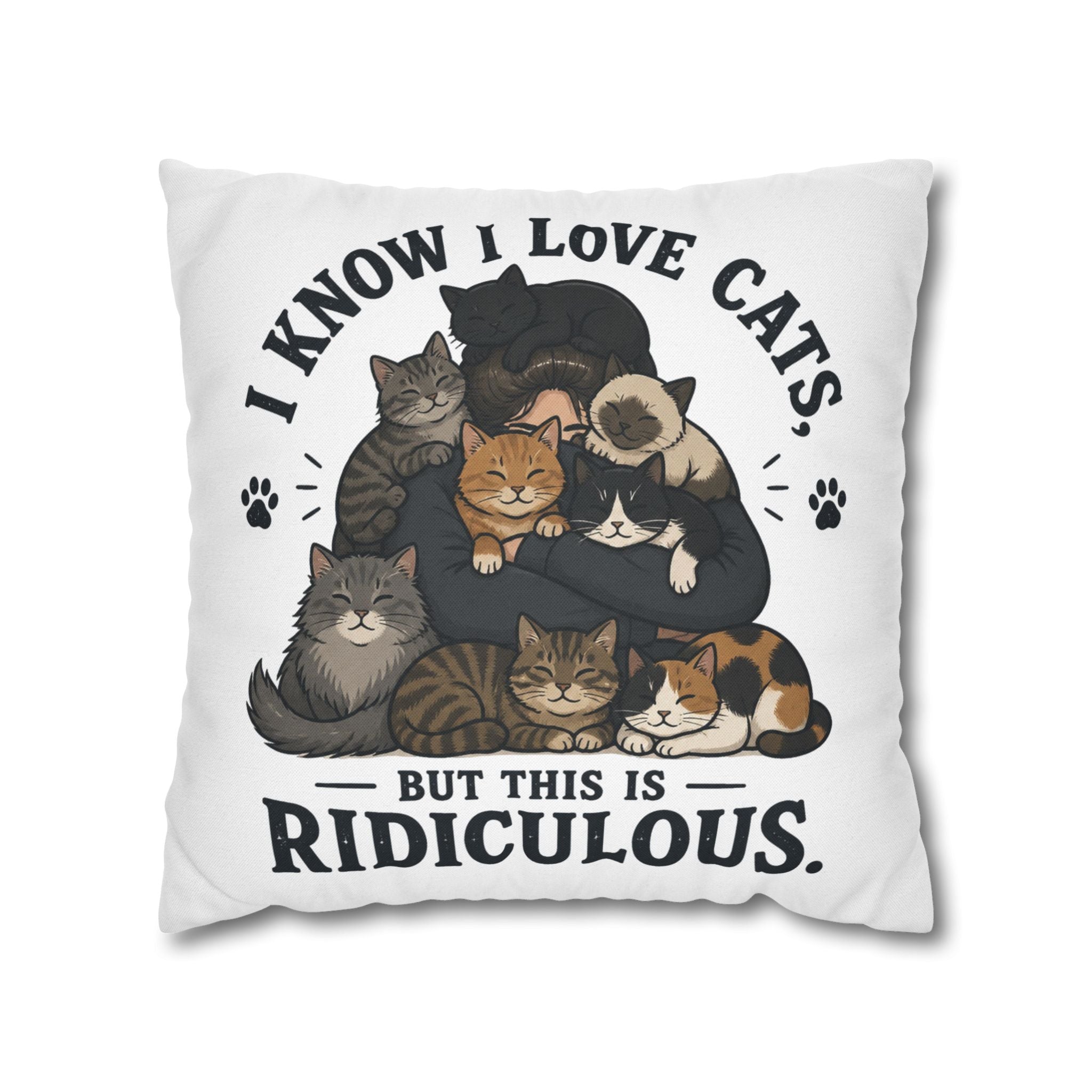 Decorative Pillow — "I Know I Love Cats, But This Is Ridiculous" Cat Lover Throw Pillowcase