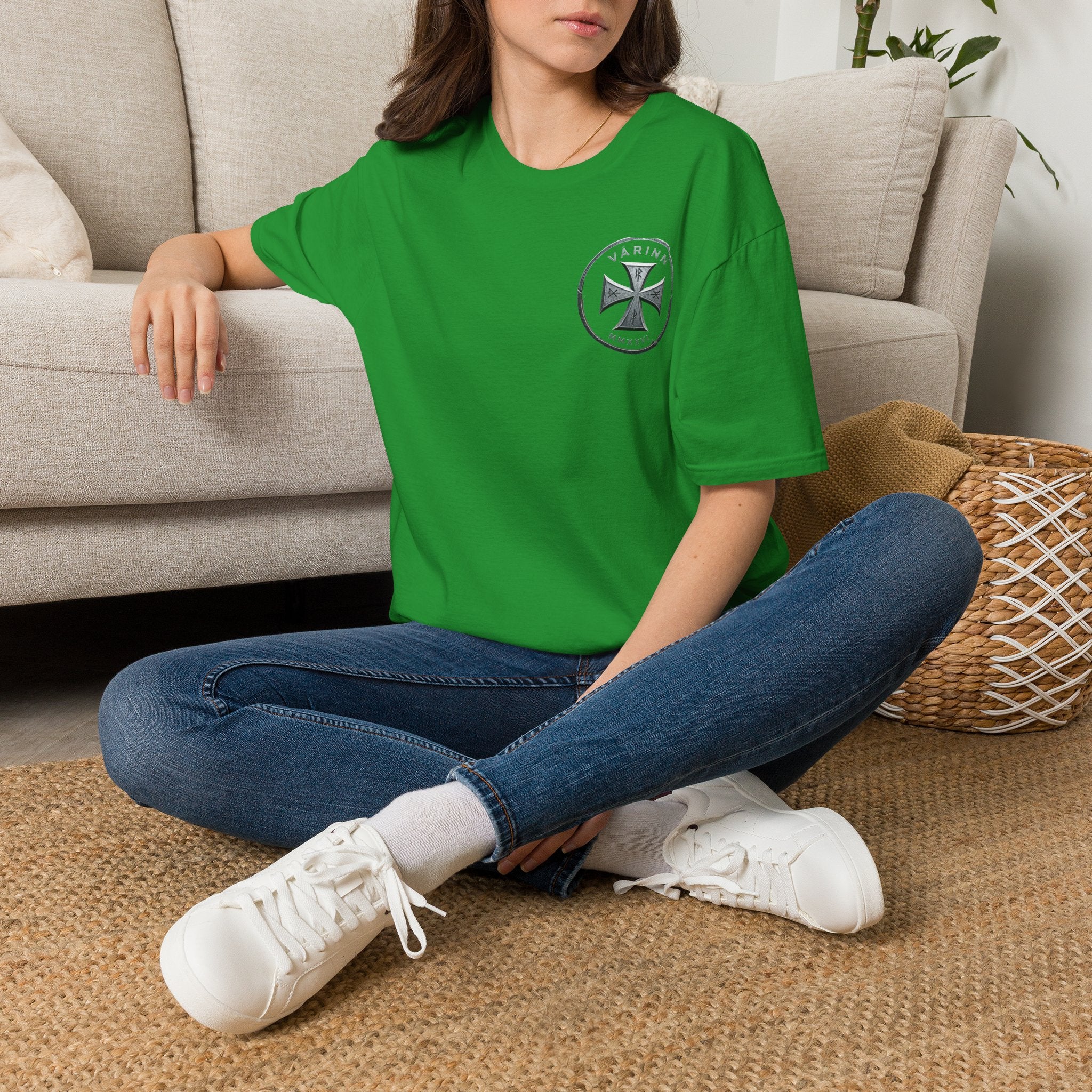 Badge T‑Shirt — Minimalist Maltese Cross Chest Logo