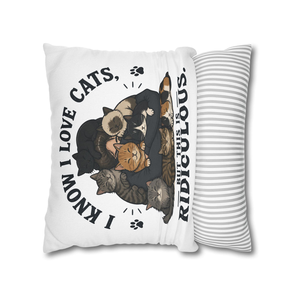 Decorative Pillow — "I Know I Love Cats, But This Is Ridiculous" Cat Lover Throw Pillowcase