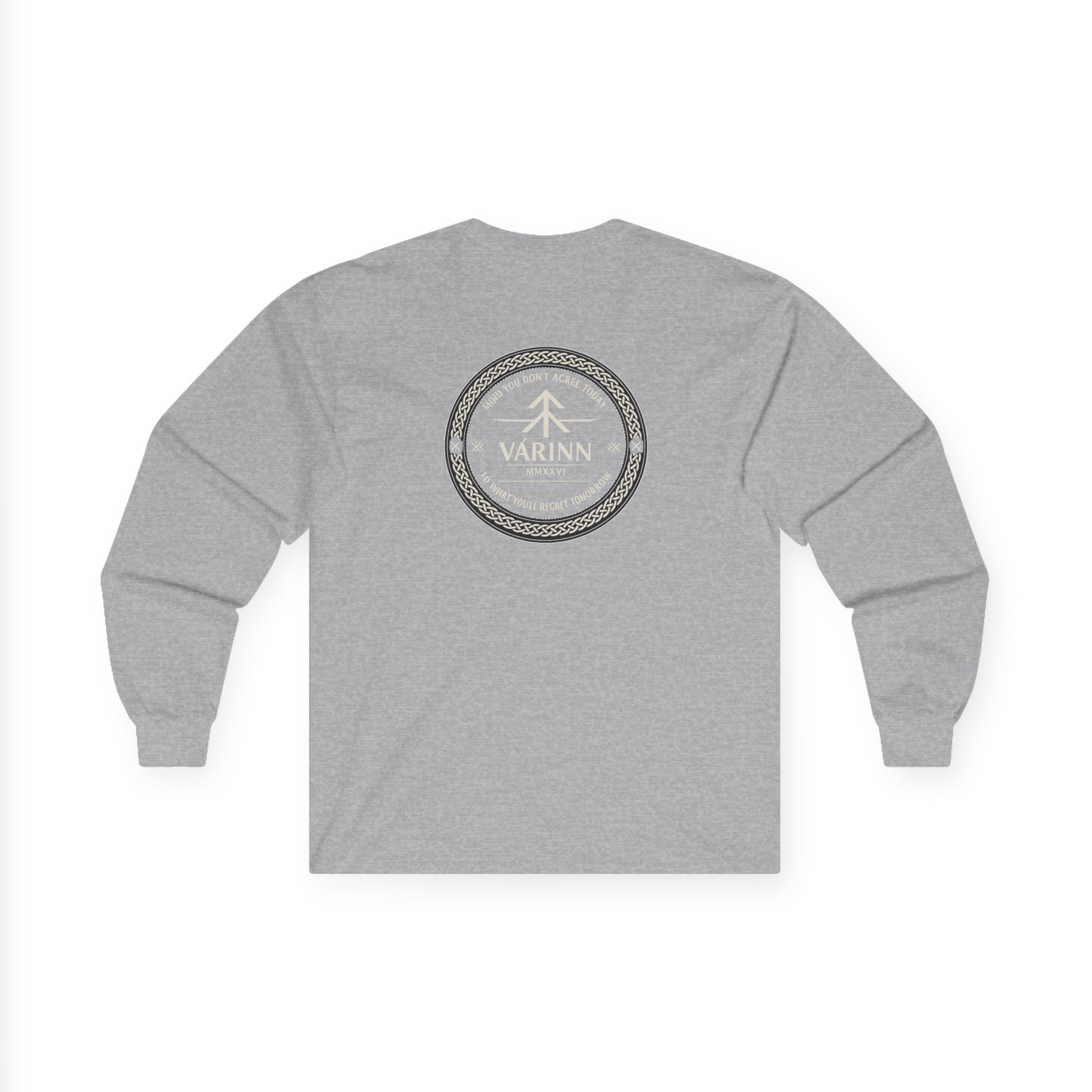 Long Sleeve Tee — Varinn Outdoor Badge Logo (Heather Gray)