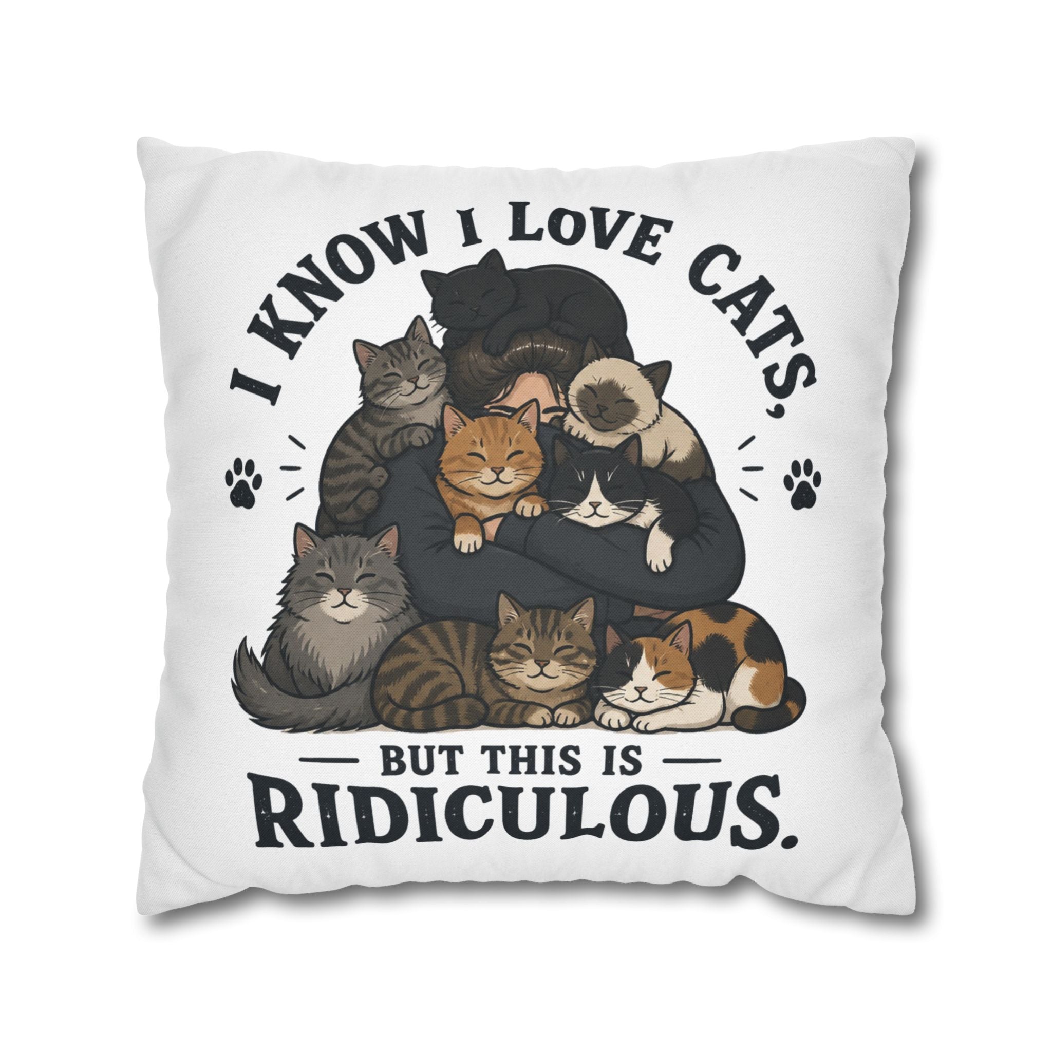 Decorative Pillow — "I Know I Love Cats, But This Is Ridiculous" Cat Lover Throw Pillowcase