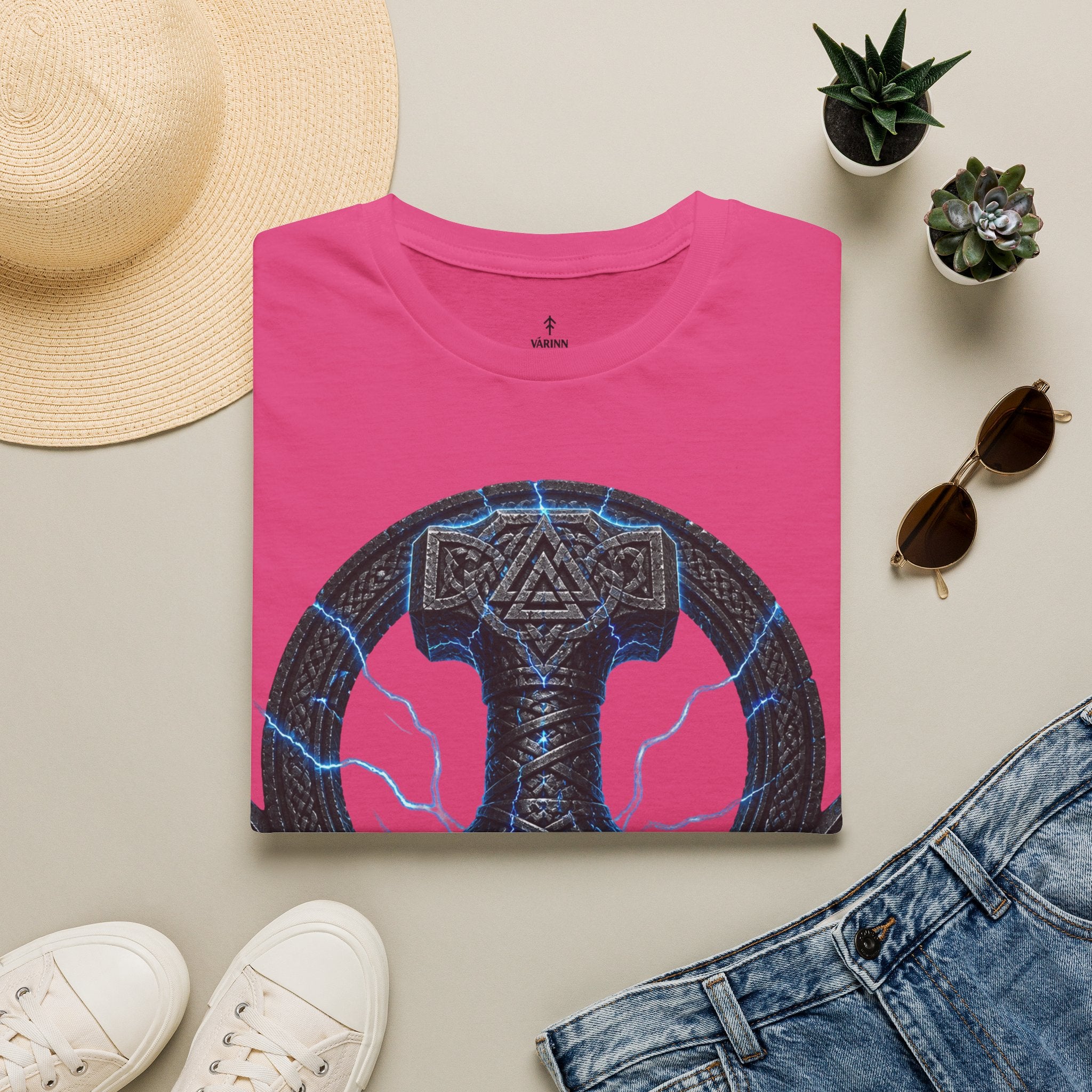 Thor Thunder Hammer T‑Shirt — Norse Rune Lightning Design