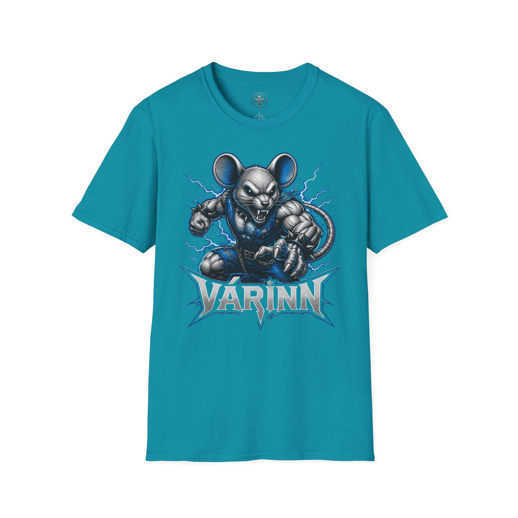 Electric Battle Mouse T-Shirt — Fierce Cartoon Rodent Graphic Tee ("Yärinn")