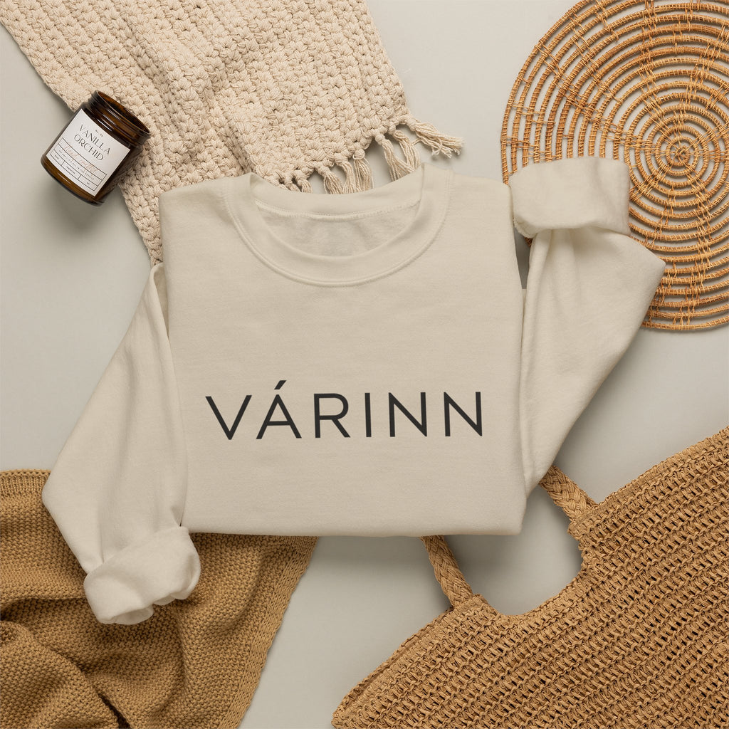 Várinn Minimal Logo Sweatshirt — Scandinavian-Inspired Cozy Crewneck