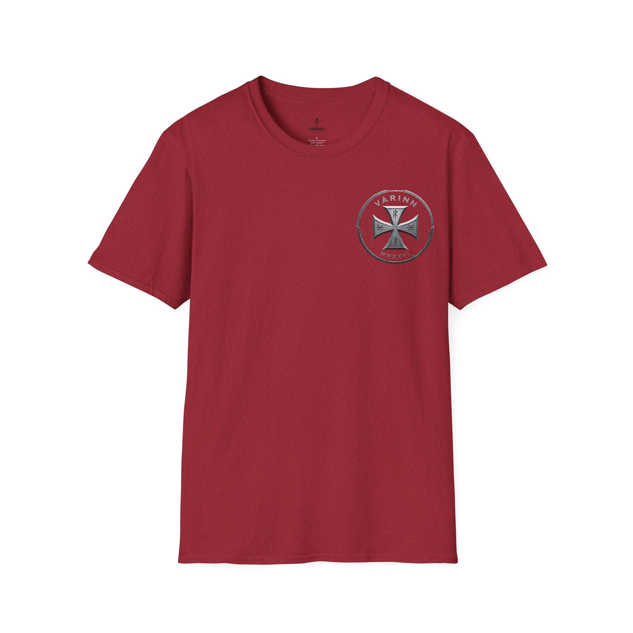 Badge T‑Shirt — Minimalist Maltese Cross Chest Logo