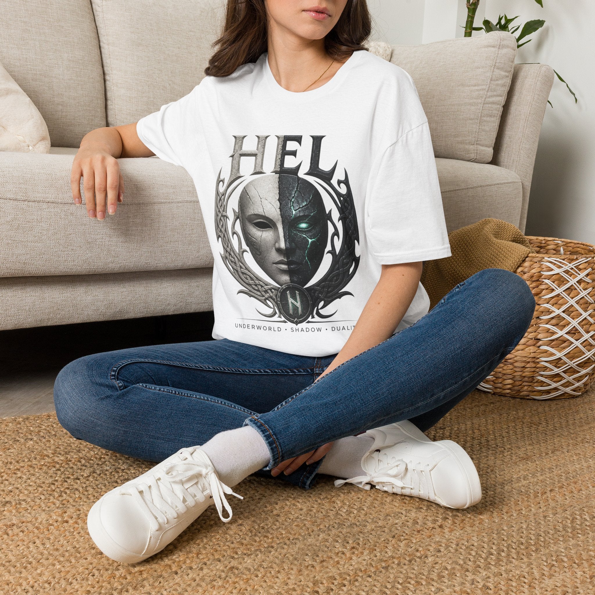 Hel Mythic Mask T-Shirt — Norse Goddess Hel Fantasy Tee