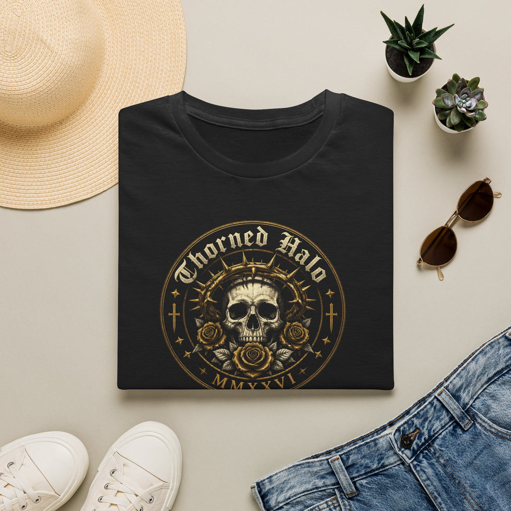 Skull Crest T-Shirt — "Thorned Halo" Vintage Gothic Graphic Tee