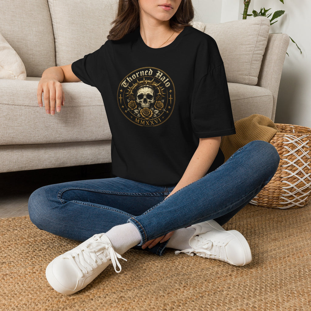 Skull Crest T-Shirt — "Thorned Halo" Vintage Gothic Graphic Tee