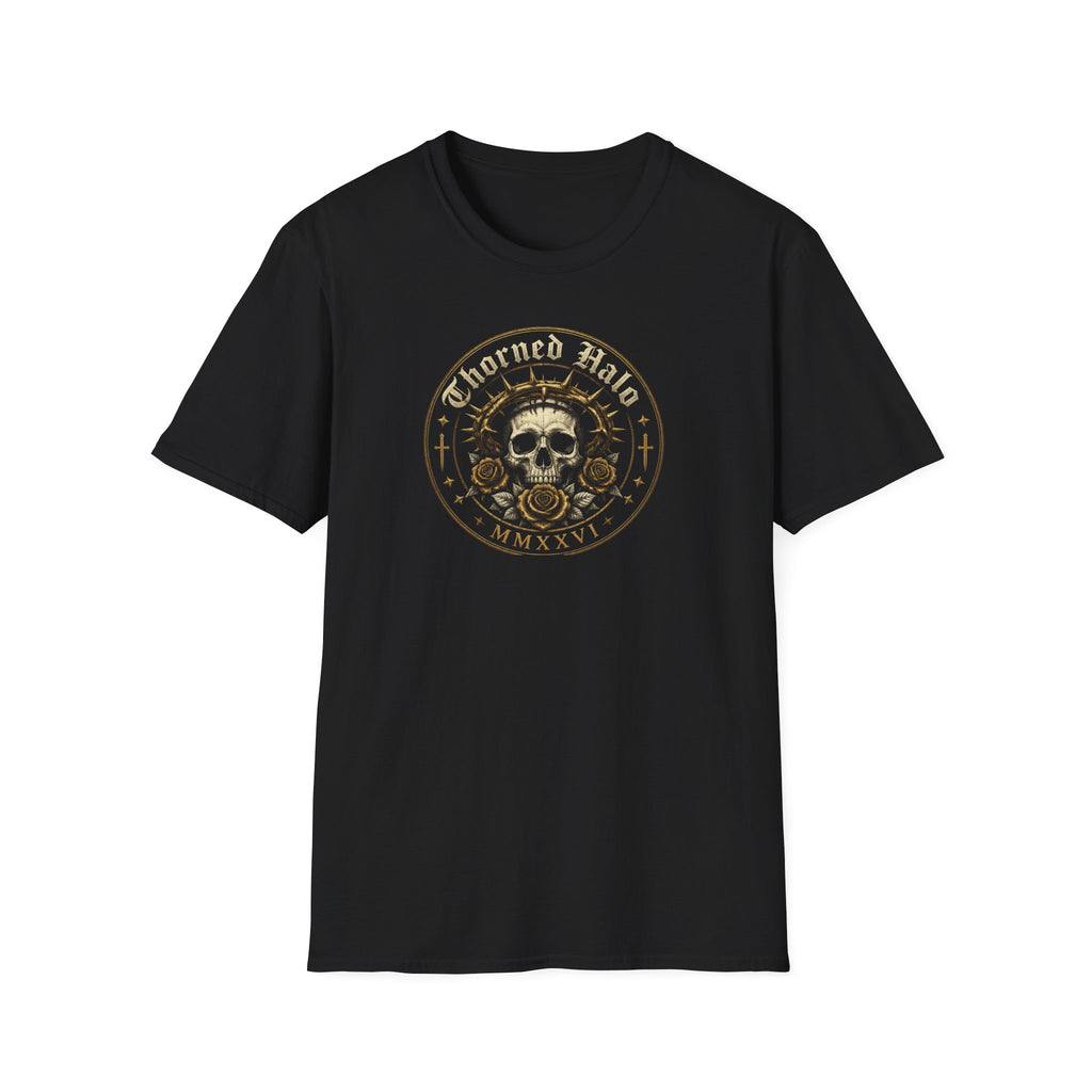 Skull Crest T-Shirt — "Thorned Halo" Vintage Gothic Graphic Tee