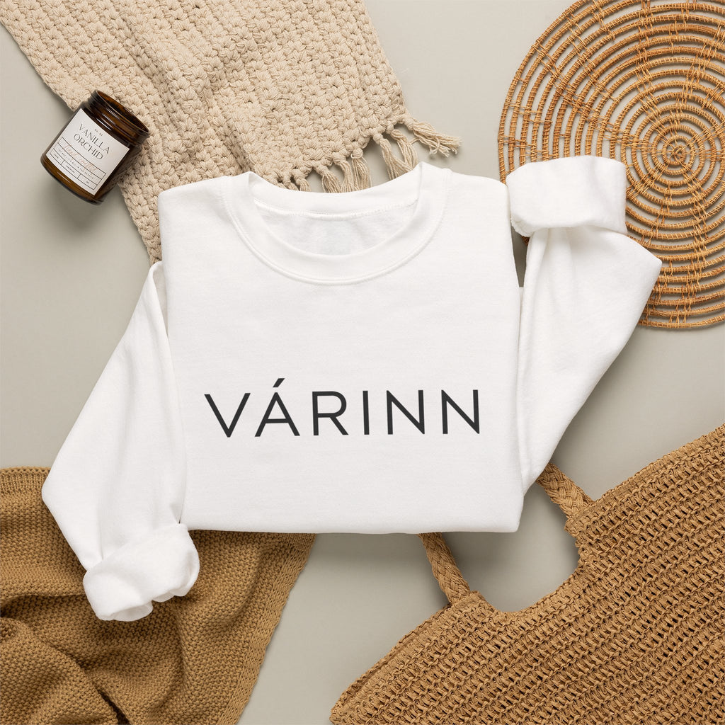Várinn Minimal Logo Sweatshirt — Scandinavian-Inspired Cozy Crewneck